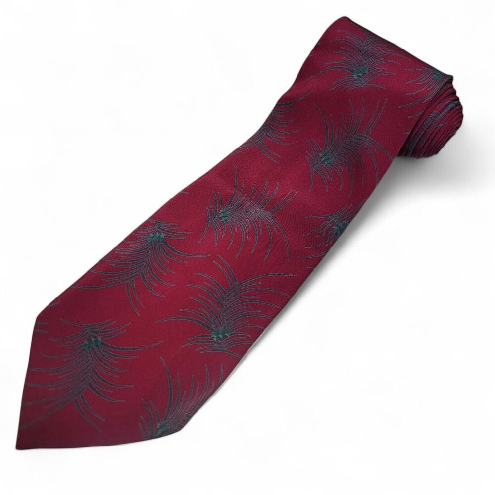 GIORGIO ARMANI Cravatte Men's Silk Necktie ITALY Designer Floral‎ Burgundy